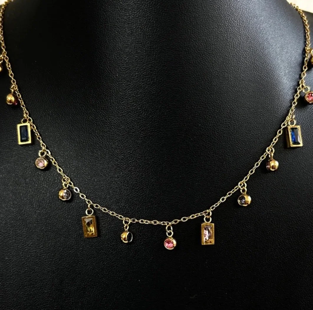 antitarnish stone charm neckace